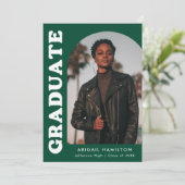 Offset Arch Green 4 Photo Afstuderen Aankondiging (Staand voorkant)