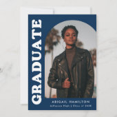 Offset Arch Navy Blue 4 Foto Afstuderen Aankondiging (Voorkant)