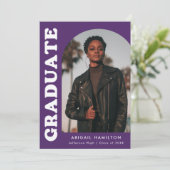 Offset Arch Paars Photo Graduparty Kaart (Staand voorkant)