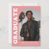 Offset Arch Pink 4 Foto Afstuderen Aankondiging (Voorkant)