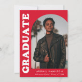 Offset Arch Red 4 Foto Afstuderen Aankondiging (Voorkant)