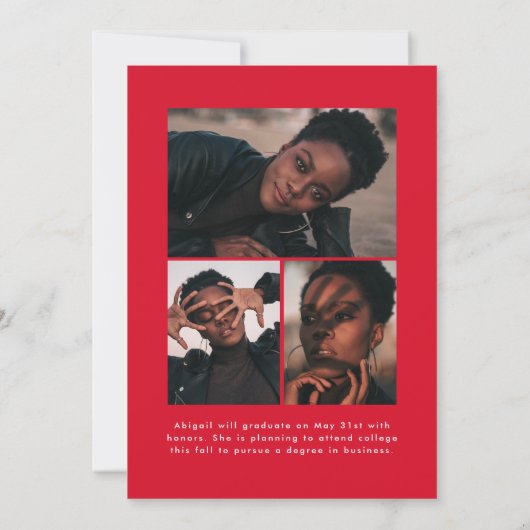 Offset Arch Red 4 Foto Afstuderen Aankondiging (Achterkant)