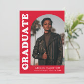 Offset Arch Red Photo Graduparty Kaart (Staand voorkant)