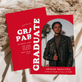 Offset Arch Red Photo Graduparty Kaart