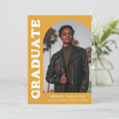 Offset Arch Yellow-Orange 4 Photo Graduation Aankondiging (Staand voorkant)