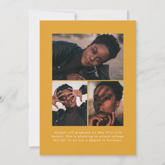 Offset Arch Yellow-Orange 4 Photo Graduation Aankondiging (Achterkant)