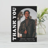 Offset Arch zwart-wit foto Afstuderen Bedankkaart (Staand voorkant)