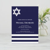 Offset Blue Bar Mitzvah Uitnodiging (Staand voorkant)