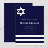 Offset Blue Bar Mitzvah Uitnodiging (Voorkant / Achterkant)
