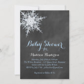 Offset Blue Chalk Snowflake Baby shower uitnodigen Kaart (Voorkant)