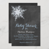 Offset Blue Chalk Snowflake Baby shower uitnodigen Kaart (Voorkant / Achterkant)