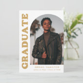 Offset Boog Goud 4 Foto Afstuderen Aankondiging (Staand voorkant)