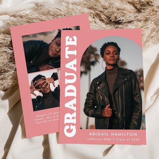 Offset Boog Roze 4 Foto Afstuderen Aankondiging
