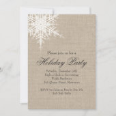 Offset Burlap Snowflake Holiday Party Uitnodiging (Voorkant)