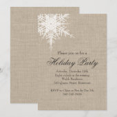Offset Burlap Snowflake Holiday Party Uitnodiging (Voorkant / Achterkant)