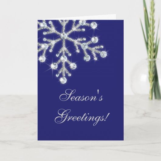 Offset Crystal Snowflake Holiday-kaart Feestdagen Kaart (Voorkant)