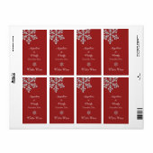 Offset Crystal Snowflake Wedding Wine Label (rood) (Full Sheet)