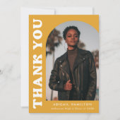 Offset geel Sinaasappel boog foto Afstuderen Bedankkaart (Voorkant)