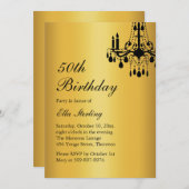 Offset Grand Ballroom Birthday Invitation gold Kaart (Voorkant / Achterkant)