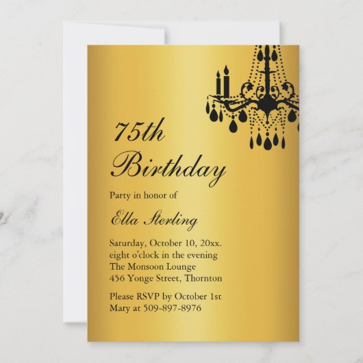 Offset Grand Ballroom Birthday Invitation gold Kaart (Voorkant)
