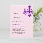 Offset Grand Ballroom Birthday Invitation (paars) Kaart (Staand voorkant)