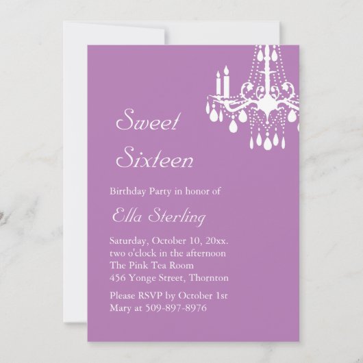 Offset Grand Ballroom Birthday Invitation (paars) Kaart (Voorkant)