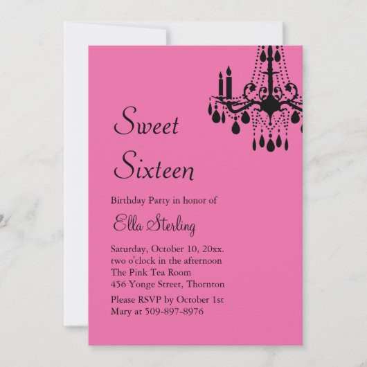 Offset Grand Ballroom Birthday Invite (fuchsia) Kaart (Voorkant)