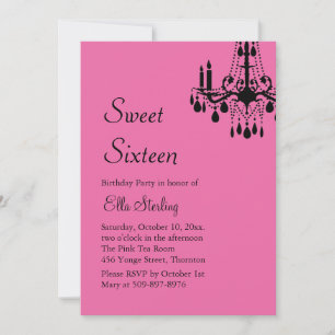 Offset Grand Ballroom Birthday Invite (fuchsia) Kaart