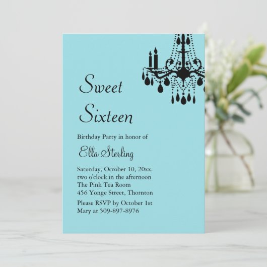 Offset Grand Ballroom Birthday Invite (turquoise) Kaart (Staand voorkant)
