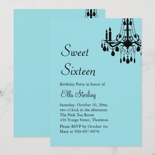 Offset Grand Ballroom Birthday Invite (turquoise) Kaart (Voorkant / Achterkant)