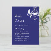 Offset Grand Ballroom Birthday Uitnodiging (indigo (Staand voorkant)