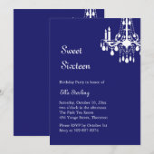 Offset Grand Ballroom Birthday Uitnodiging (indigo (Voorkant / Achterkant)