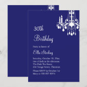 Offset Grand Ballroom Birthday Uitnodiging (indigo (Voorkant / Achterkant)