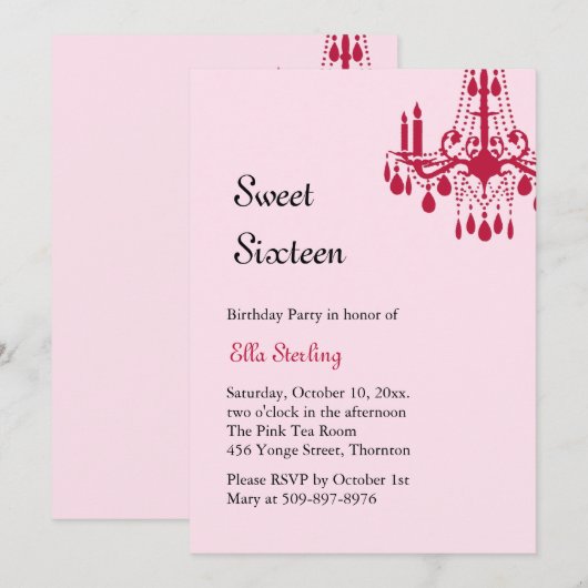 Offset Grand Ballroom Birthday Uitnodiging (rood) (Voorkant / Achterkant)