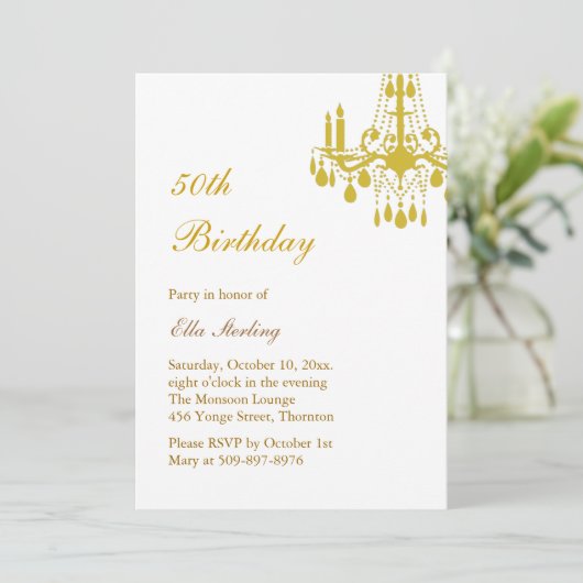 Offset Grand Ballroom Verjaardag Uitnodiging (goud (Staand voorkant)