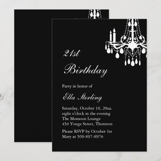 Offset Grand Ballroom Verjaardagsuitnodiging (zwar Kaart (Voorkant / Achterkant)