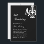 Offset Grand Ballroom Verjaardagsuitnodiging (zwar Kaart<br><div class="desc">Een girly kristal kroonluchter en Parijse stijl type zet de toon van deze uitnodiging en evenement. Het wordt getoond op het basisdocument; nochtans,  stel ik de glinstering van het metaalijspapier voor om de glinstering van de kroonluchter uit te brengen.</div>