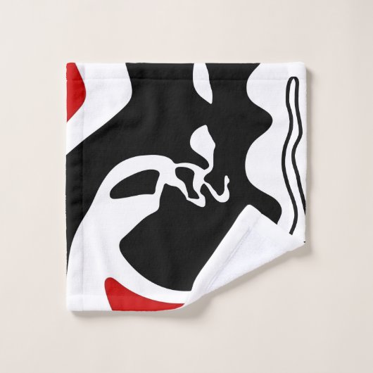 Offset kamer: Abstract zwart, wit & rood Bad Handdoek (Wasdoekje)