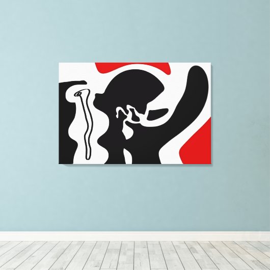 Offset kamer: Abstract zwart, wit & rood Canvas Afdruk (Insitu (Houten vloer))