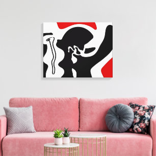 Offset kamer: Abstract zwart, wit & rood Canvas Afdruk