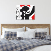Offset kamer: Abstract zwart, wit & rood Canvas Afdruk (Insitu (Slaapkamer))