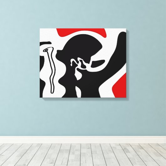 Offset kamer: Abstract zwart, wit & rood Canvas Afdruk (Insitu (Houten vloer))