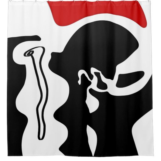 Offset kamer: Abstract zwart, wit & rood Douchegordijn (Voorkant)