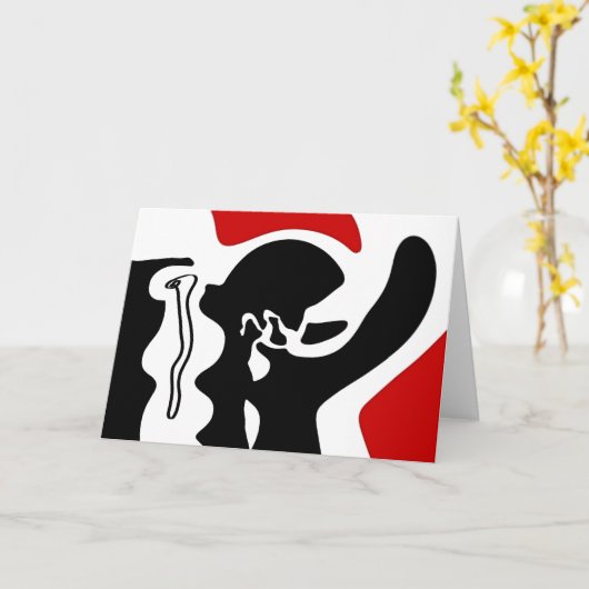 Offset kamer: Abstract zwart, wit & rood Kaart (Gele Bloem)