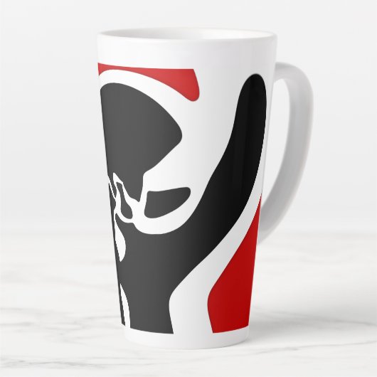 Offset kamer: Abstract zwart, wit & rood Latte Mok (Rechterhoek)