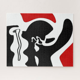 Offset kamer: Abstract zwart, wit & rood Legpuzzel