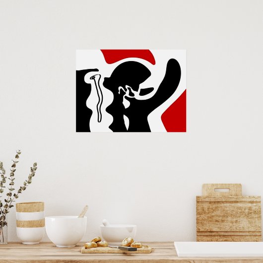 Offset kamer: Abstract zwart, wit & rood Poster (Keuken)