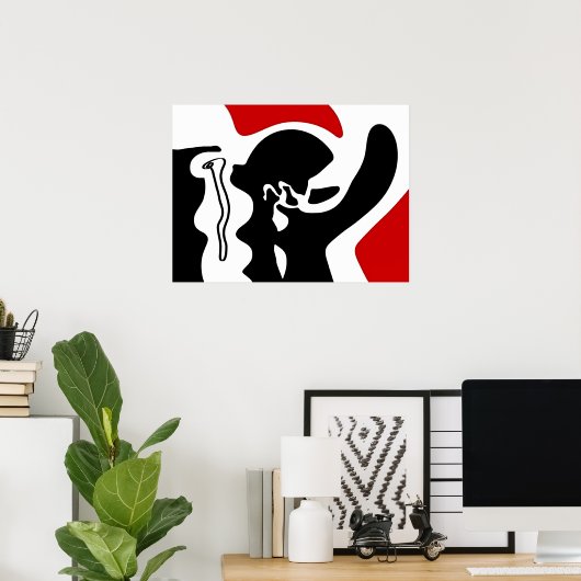 Offset kamer: Abstract zwart, wit & rood Poster (Thuiskantoor)