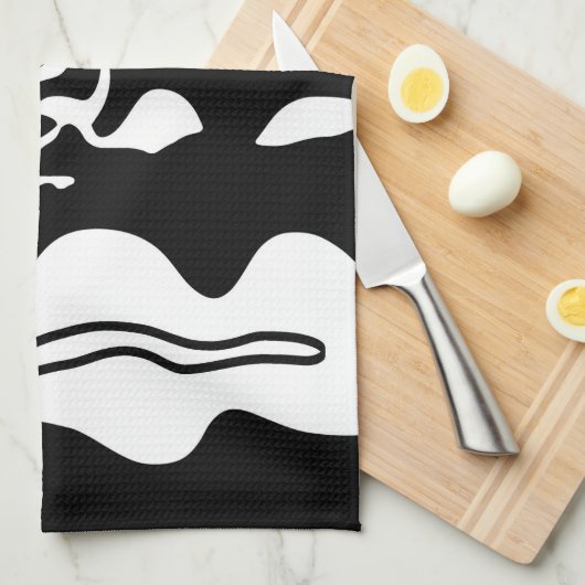 Offset kamer: Abstract zwart, wit & rood Theedoek (Quarter Fold)