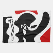 Offset kamer: Abstract zwart, wit & rood Theedoek (Horizontaal)